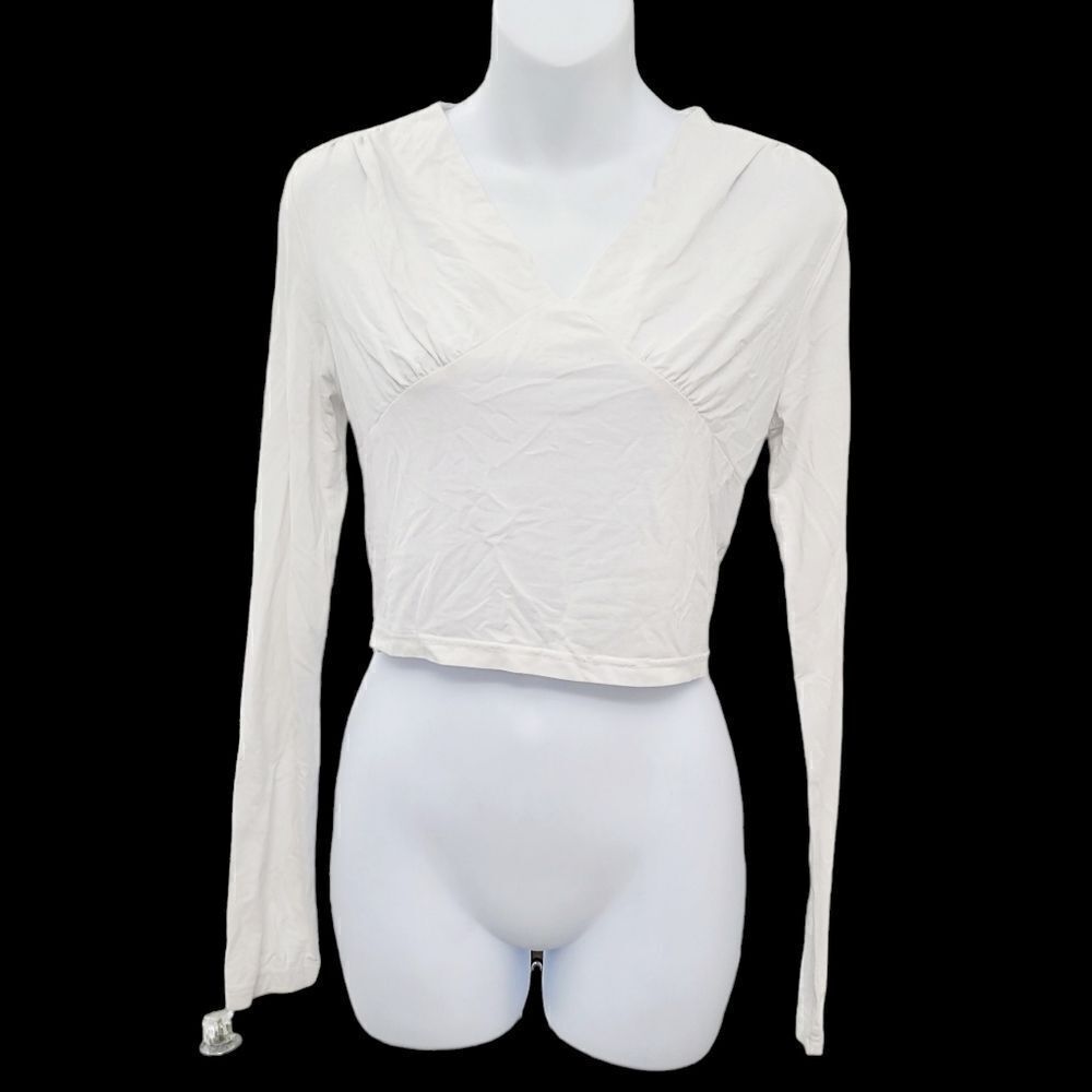 2/$20 Y2K Plain White Crop Top Blouse Size: Small